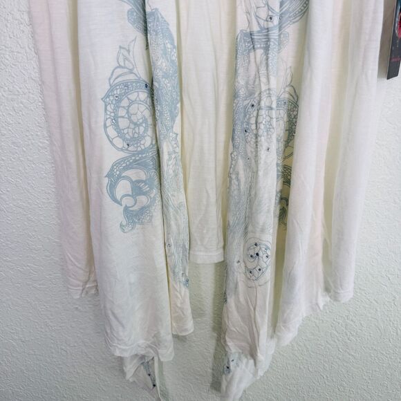 Key Closet Cardigan Top Women Small Rhinestone Swarovski Crystal Flowy Light NEW - Picture 3 of 11